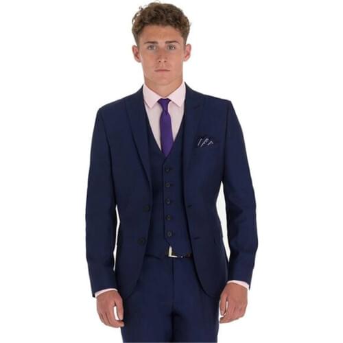 New Arrival Groom Tuxedo Navy Blue Groomsmen Peak Lapel Wedding/Dinner Suits Best Man Bridegroom (Jacket+Pants+Tie+Vest)B372