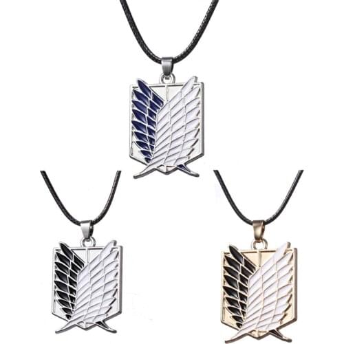 Attack on Titan Necklace Wings of Freedom Scout Regiment Legion Survey Recon Corp Badge Pendant Necklaces Anime Jewelry