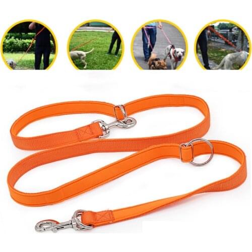 Diving cloth Padded Dog Leash Double Head two dog Leashes P chain Collar Adjustable Long Short rope Dog running Training Leads