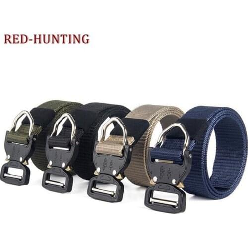 New Military Equipment Army Tactical Belt Thicken Nylon Metal Buckle Waist Belt Tactical Hunting Rappelling Climbing Accessories