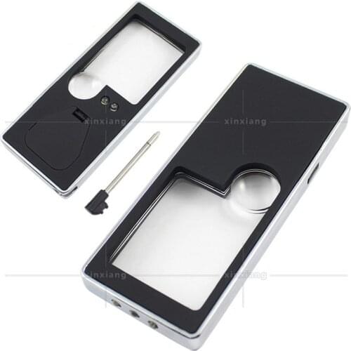 Handheld Illuminated Magnifier 10X 3X Portable 4 LED Magnifier Lamp Black Magnifying Glass With LED Light Jewelry Loupe Reading
