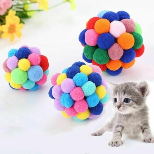 Random Color Cute Handmade Bell Bouncy Ball Interactive Toy Supplies Handmade Bouncy Ball Interactive Cat Supplies Toys Sale