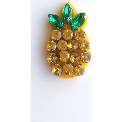 10pcs Rhinestone Beaded Pineapple Patch for Clothing Sewing on Beading Applique Jackets Shoes Bags Apparel DIY Decoration Patche