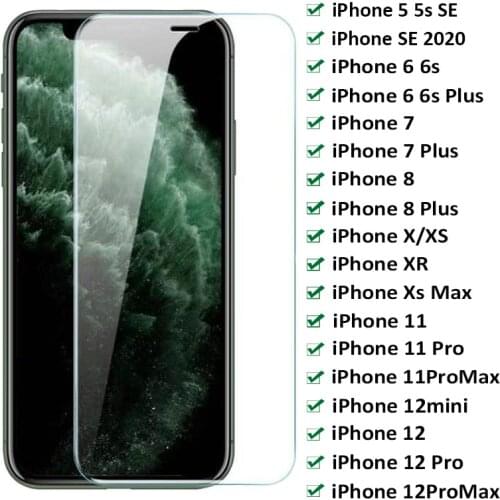 9H Tempered Protective Glass For iPhone 11 12 Pro XR X XS Max Screen Protector Film on iPhone 7 6 8 6s Plus 5 5S SE 2020 Glass