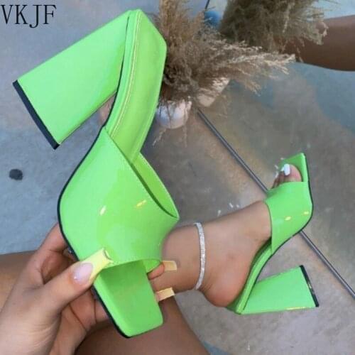2021 Women Summer Sandals Slippers Strange Heels Mules Women High-heeled Slippers Ladies Slip on Party Nightclub Slippers