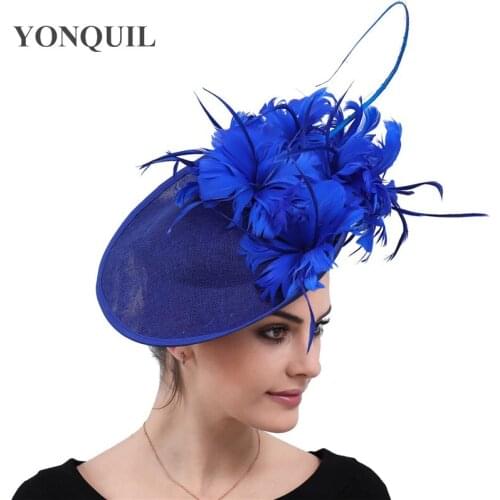 Imitation Sinamay Women Feathers Millinery Hats Fascinator Derby Kendeucky Caps Bridal Married Elegant Headpiece For Occasion