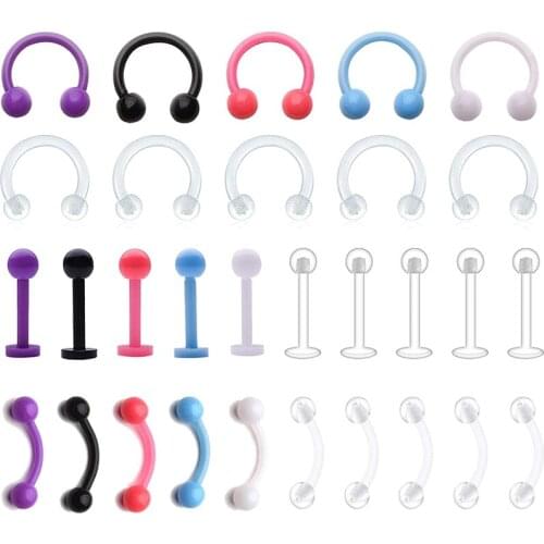 16 g curved barbell eyebrow ring horseshoe cleft lip septum cartilage spiral ear turbinate nipple piercing women