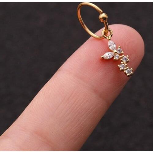 1 PCS Cute Small Micro Pave CZ Butterfly Shape Charm Ear Hoop Cuff Earring Women Classic 8mm Closed Circle Piercing Ear Jewelry