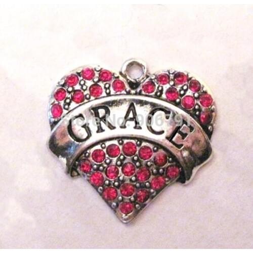 100pcs a lot rhodium plated fashion Grace Red Crystal Heart Pendant(A100069)
