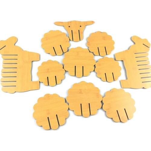 11 in 1 Wooden Coasters Heat Resistant Bamboo Wood Drink Coaster Holder Set for Drinking Glasses, Tabletop Protection