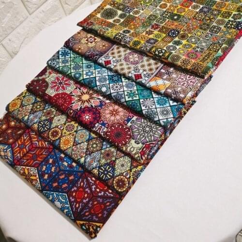 110x100cm Bohemian Style Mandala 100% Cotton Fabric By The Meter Printed Boho Sewing Clothe DIY Doll Dresses Handmade Patchwork