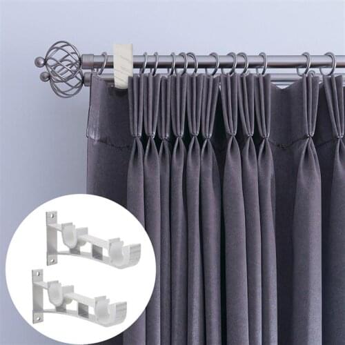 2PCS Curtain Fittings Aluminum Alloy Double Bracket Fish Type Double Code Curtain Rod Bracket