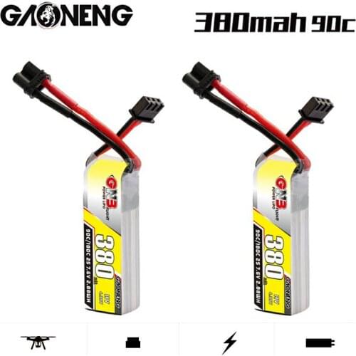 2PCS Gaoneng GNB 2S 380mah 7.6V 90C HV Lipo Battery with XT30 Plug for BETAFPV Beta75X 2S Beta65X 2S FPV TINY Whoop Drones