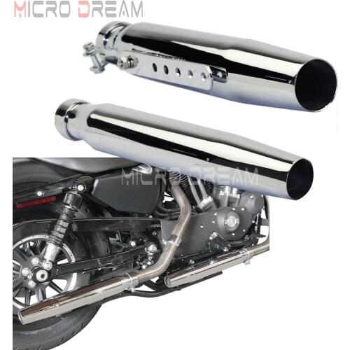 2pcs Chrome 35-45mm Motorcycle Tapered Exhaust Mufflers Pipe for Harley Bobber Chopper Honda Yamaha Suzuki Cafe Racer Universal