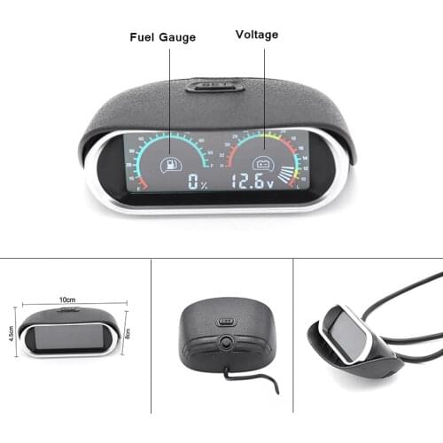 2 in 1 LCD Digital Gauge for Car Truck Voltmeter Voltage Gauge Universal Oil Fuel Gauge Meter Fuel Level Gauge 12v/24v voltage