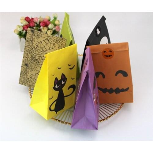 24/48pcs Halloween Party Treat Bag 22.5*12*8cm Party Paper Candy Bag Favor Packing Candy Bag Gift Pocket Favor Decoration