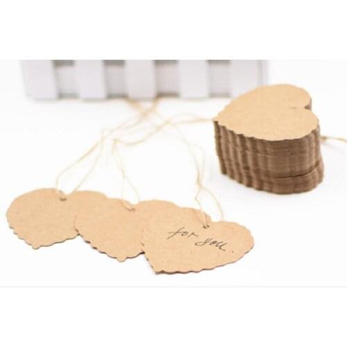 3000pcs /lot 6*5.5cm Heart Label Brown Kraft /white Paper Tags DIY scallop Label Wedding Gift Decorating Tag