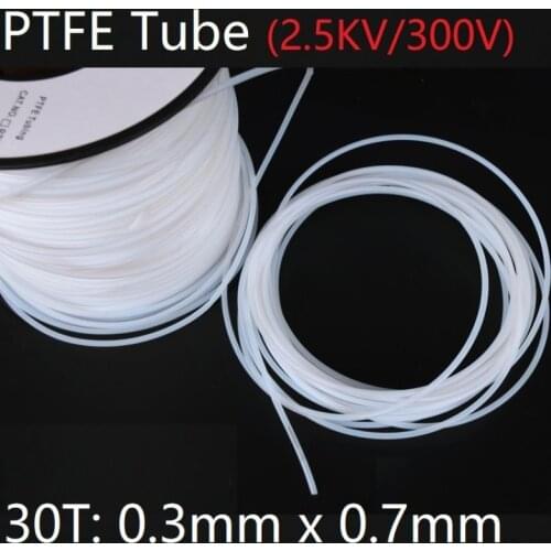 30T 0.3mm x 0.7mm PTFE Tube F46 Insulated Capillary Heat Protector Transmit Hose Rigid Temperature Corrosion Resistance 300V