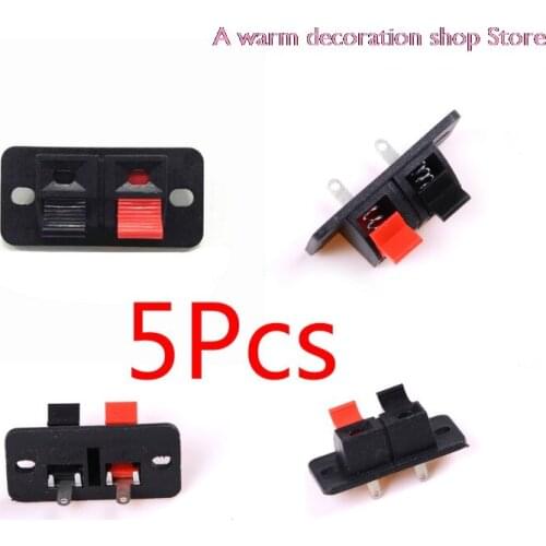 5Pcs 2 Positions Connector Terminal Push in Jack Spring Load 2 way 2 Pin Spring push Release Home Audio Speaker Terminals