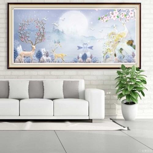 DIY Full Square Round Drill Peacock Diamond Embroidery Animal Winter Scenery Painting Flower Pictures Of Rhinestones Wall Art