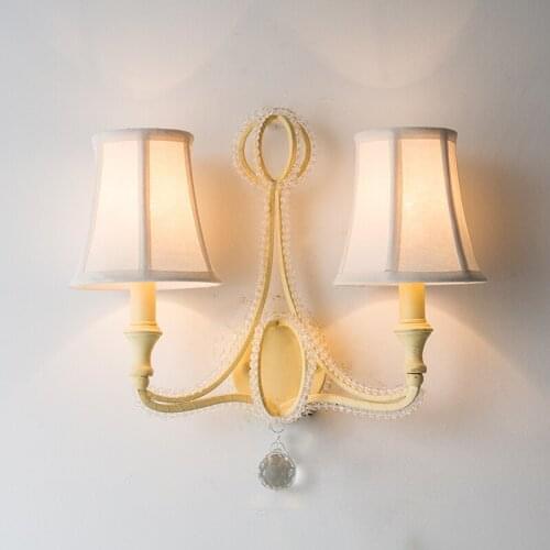 American Wall Lamps crystal iron retro bedroo bedside villa European personality single double head wall lights LO7296