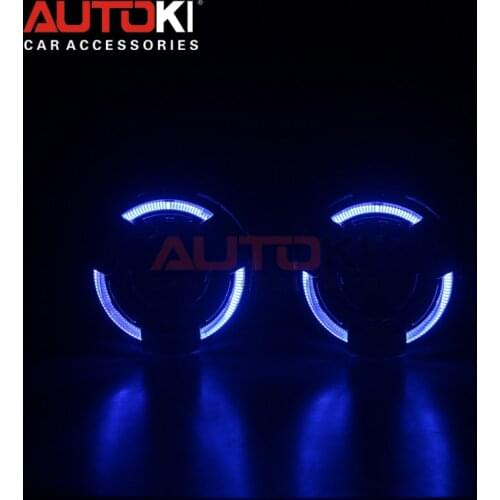 AUTOKI 2018 New LED angel eyes Quadrod Sport + metal Super H1 3.0 inch Bi-xenon Projectors headlight lens for H4 H7 9005 9006