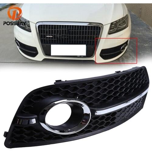 POSSBAY Car Left Side Grills Car Front Bumper Grill Grille Exterior Accessories for Audi Q5(8R) MK1 2008-2012 Fog Light Cover