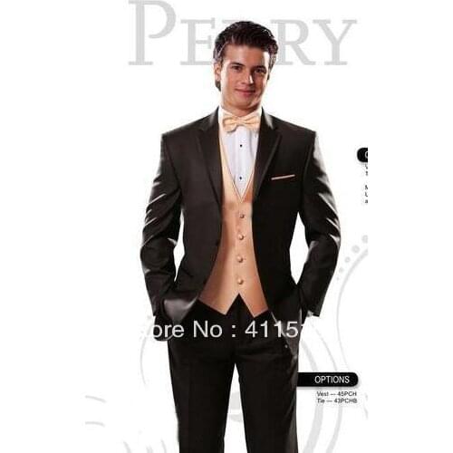 FRee shipping!custom wedding Brown Groom wear Tuxedos/men dress/Best Man Notch Lapel Groomsmen Men Wedding Suits /custom suit