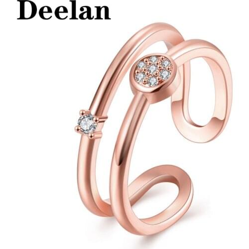 DEELAN Fashion ring for Women Party Rose Gold color Open Cuff Rings Jewelry girls Wedding bridal Austrian Crystal Ring jewellery