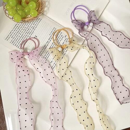 2 Pcs/Set Children Cute Colors Dot Pearls Scrunchies Rubber Bands Girls Lovely Sweet Elastic Hair Bands Kids Hair Accessories