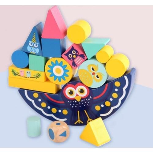 Kids Educational Owl Balance Building Blocks Parent-child Interactive Wooden Toy Children Development Toys Table Game Baby Gift