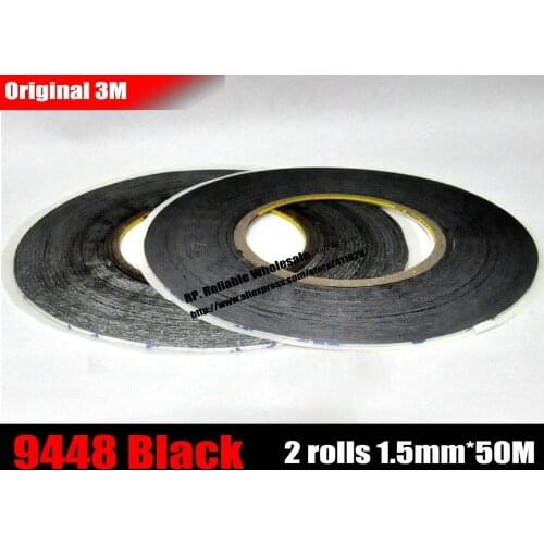 2 x (1.5mm * 50 meters) 3M Black Double Sided Adhesive Tape for HTC ipad Cellphone LCD Dispaly Touch Panel Housing Frame Repair