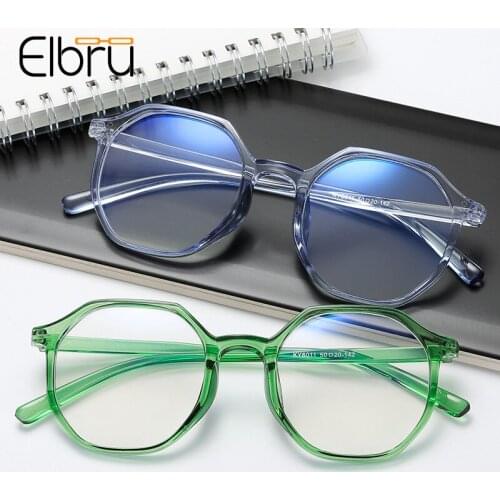 Elbru Ultralight Irregular Myopia Glasses Simple Fashion Short-sighted Eyewear Retro Style Reading Glasses Diopters -0.5 -4.0