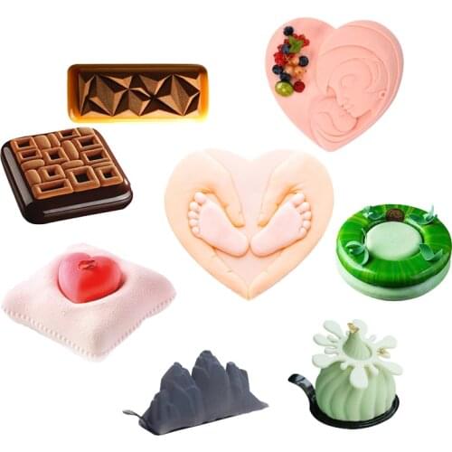 SHENHONG 28 Types Kitchen Bakeware Dessert Baking Mould Non-Stick Party Mousse Silicone Cake Mold Decorating Tools Pastry Pan