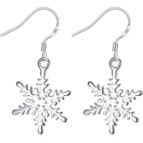 Hot sell aliexpress silver plated earing Snow Flower drop pendientes bijouterie SMTE302