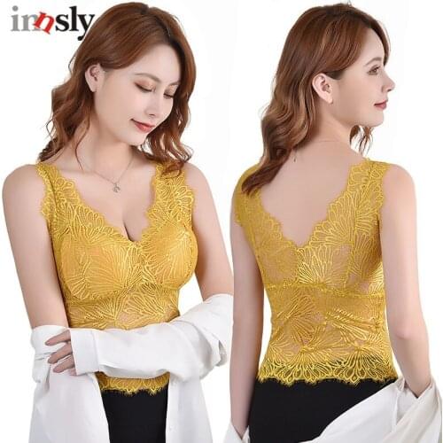 Innsly Women Sexy Padded Camisoles Wireless Floral Female Tank Top Ladies Lingerie Vests Tube Top Wire Free Comfortable