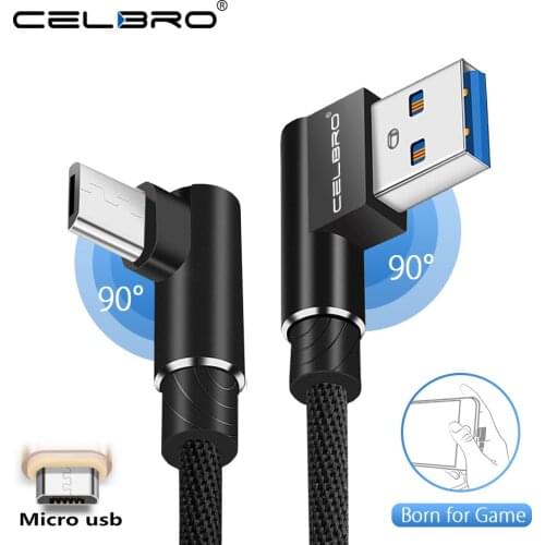 90 Right Angle Micro Usb Charger Cable 2/3 Meters Cabos Usb Micro Usb Microusb for Samsung A10 M10 J6 J5 J7 2017 A6 Plus A7 2018