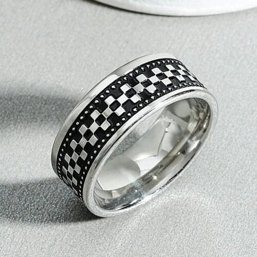 8mm Vintage Stainless Steel Ring Cross Square Finger Rings For Men Women Jewelry Anime Fans