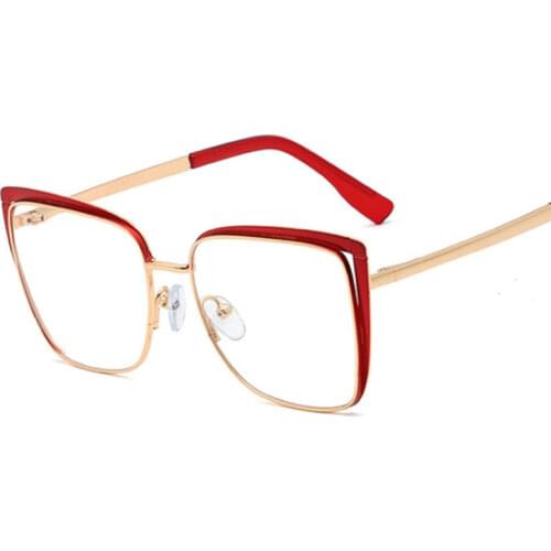 Square Cat Eye Anti Blue Light Metal Optical Glasses Frames Women Vintage Fashion Computer Eyeglasses 50093