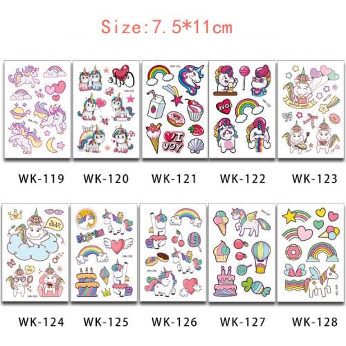 Cartoon Unicorn Tattoo Sticker for Children Body Art Temporary Tattoo Sticker