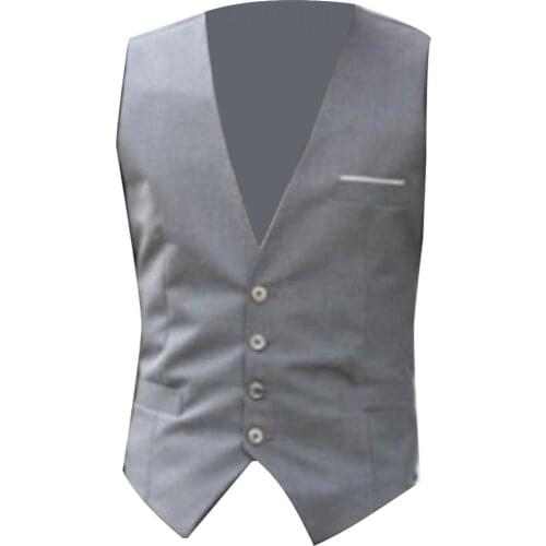 Mens Button Down Fashion Handsome Solid Color VNeck Sleeveless Button Waistcoat thinnerSlim Business Tuxedo Waistcoat Outerwea