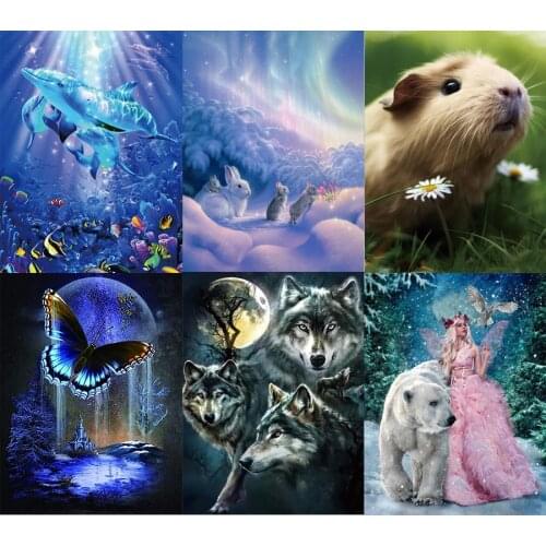 Diamond painting kit, 5D embroidery painting kit for gem cross stitch crafts, animal mosaic, 3D, gift with round diamond