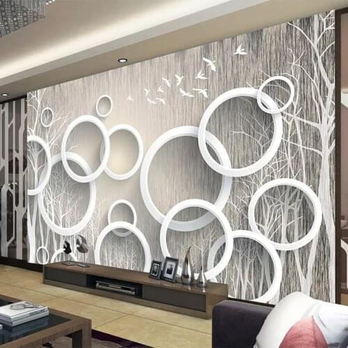 Custom Mural Wallpaper Modern Abstract Art Circle Forest Photo Wall Murals Living Room TV Sofa Background Wall Painting Frescoes