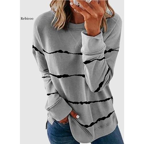New Autumn Tops 5Xl Large Size Women Tie Dye Stripe t Shirt Casual Long Sleeve Oversized Loose Tee Shirt Fashion Ladies Top