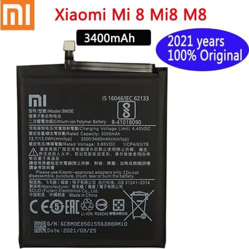 Xiaomi 100% Orginal 3400mAh Battery 2020 years For Xiaomi Mi 8 Mi8 M8 BM3E High Quality Phone Replacement Batteries
