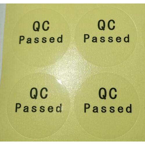 QC self-adhesive label self-adhesive custom label sticker QC PASSED sticker 200 sheets / batch transparent color round black wo