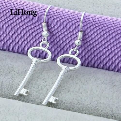 925 Silver Earrings Fashion Key Earrings Silver Earrings For Women Jewelry Gifts
