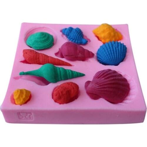 Good 3D Shell Starfish Conch Sea Animal Silicone Soap Mold Cookware Fondant Sugarcraft Non-Stick Cake Chocolate Decorating Tools