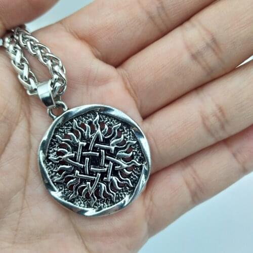 Slavic Svarog square pendant pagan men necklace Russia Star Slavic Sun Flower amulet pendant Ancient talisman pendant jewelry