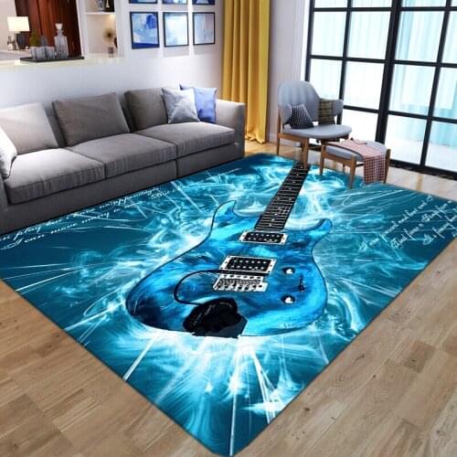 Modern Kitchen Mat Flannel Bedroom Entrance Doormat 3D Guitar Pattern Home Decoration Floor Rug Flannel Living Room Large Carpet